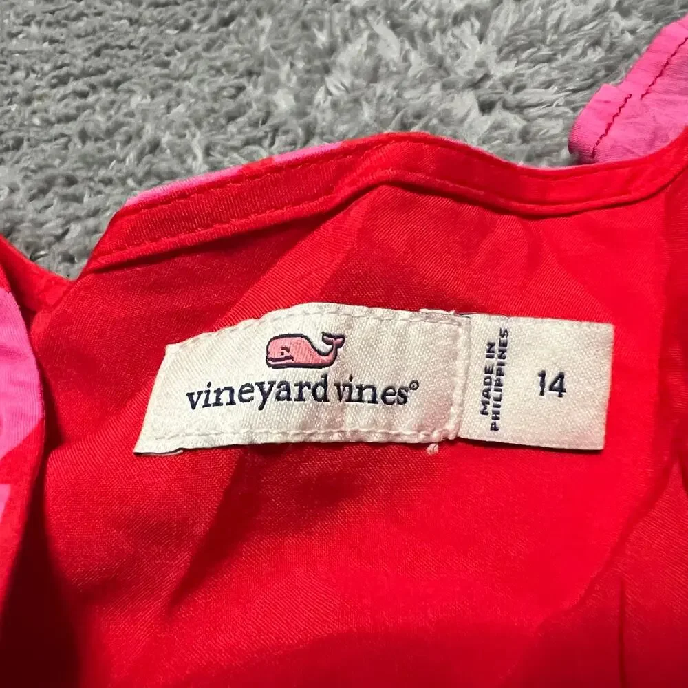 Vineyard Vines Dress Kids Youth 14 Floral Wrap Tropical Pink
